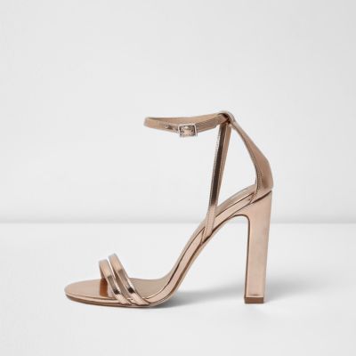 Gold metallic barely there cut out sandals